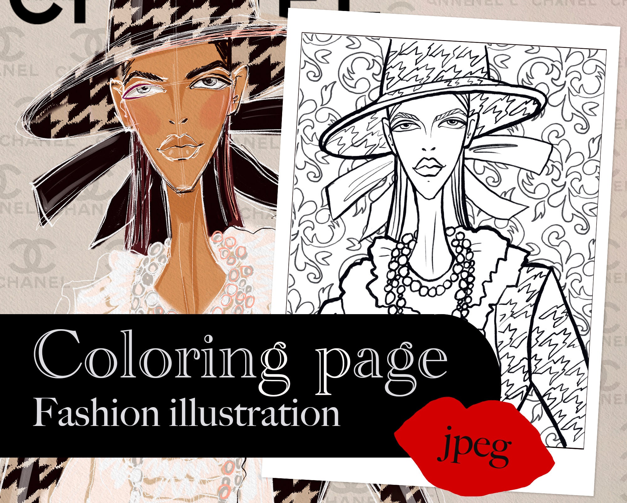 Coloring Page for Adults Coloring Fashion Illustration Fashion Coloring ...