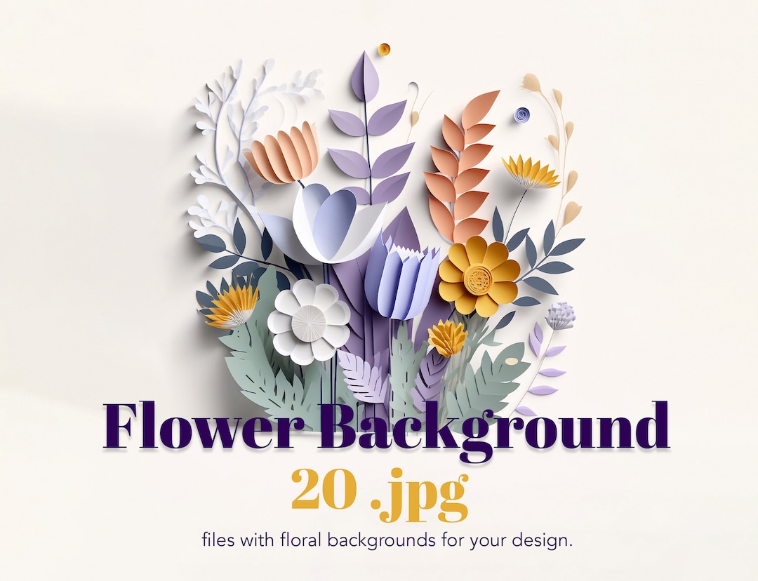 Paper Flower Background Digital Flower Background Floral Backdrop