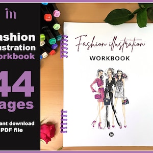 Fashion Figure Drawing Workbook: A Comprehensive Sketching Class for Beginners. Croquis sketchbook, figure drawing. INSTANT DOWNLOAD