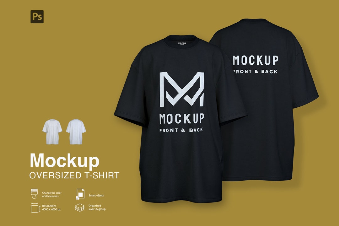 Mockup Oversized T-shirt. Front View and Back View Oversized T-shirt ...