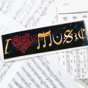 I Love Music Sticker, Black, 3 Sizes