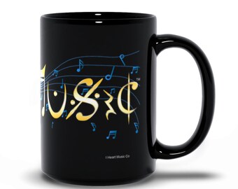 I Love Music Mug, Black, 15 Oz.