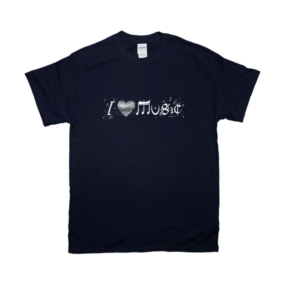 I Love Music Tee, Navy/silver - Etsy