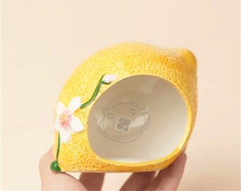 Cute lemon fruit shaped Hamster summer ceramics hideout Small pet playhouse supplies Hamster ceramics toy furniture cabin cage decor