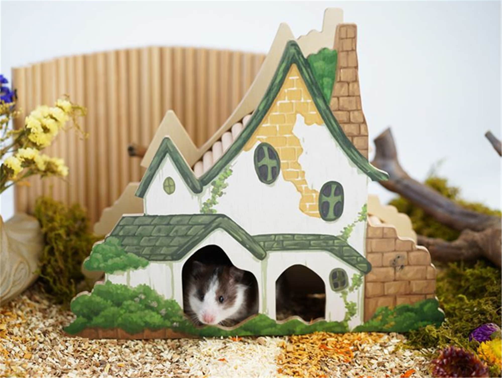 Décoration hamster Cottage hamster Cottage hamster cachette jouet hamster  en bois escalier maison cachette maison en