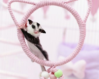 6 colors Pink sugar glider climbing toys accessories Green squirrel swing Sugar glider cage set Handmade chew toys Yellow cage decoration