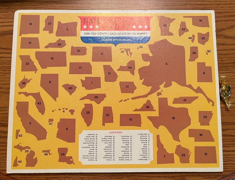 1968 A Picture Map Puzzle of the United States - Whitman Western ...