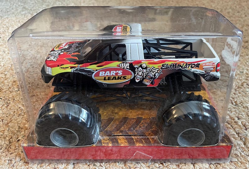 Camión Monster Jam Eliminator Bar's Leaks con carrocería de metal fundido a presión - Escala 1:24 Mattel imagen 2