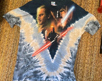 Camiseta original Liquid Blue Star Wars La amenaza fantasma Darth Maul Obi Wan Qui-Gon Jinn XL