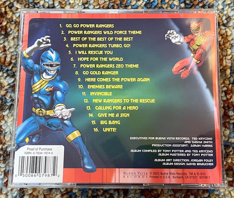 Cool Power Rangers Single Power Rangers Songs From the TV Series CD - Buena Vista Records 2003 - Etsy