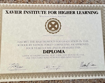 Xavier Institute for Higher Learning Diploma - X-Men Wizard