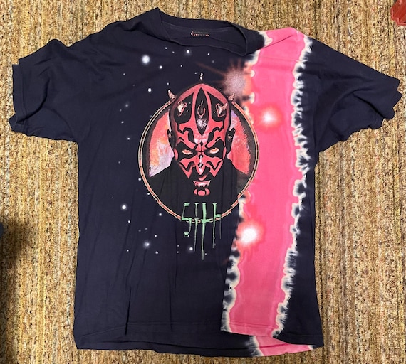 Darth Maul Sith Black and Red Tye Dye Large Men's Shirt - Star