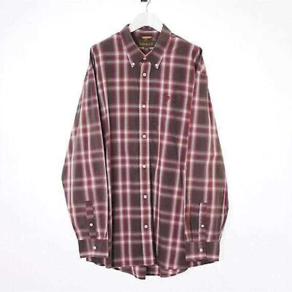 Vintage Timberland Mens Shirt Burgundy 