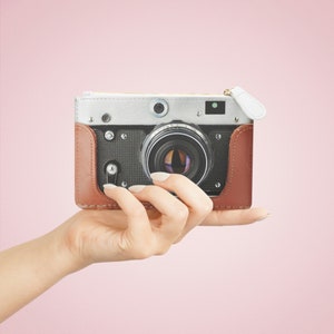 Estuche de cartera de cámara retro, cámara vintage, regalos vintage, cartera con cremallera, monedero, regalo para ella, cámara retro hipster, regalo de cámara vintage
