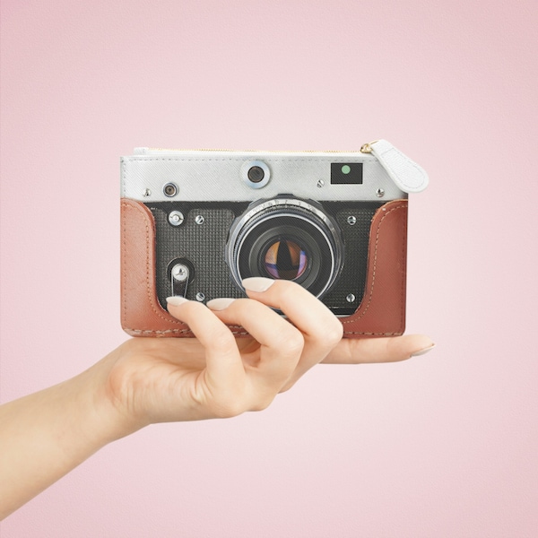 Retro Camera Wallet Case, Vintage Camera, Vintage Gifts, Zipper Wallet, Purse, Gift for Her, Retro Camera Hipster, Vintage Camera Gift