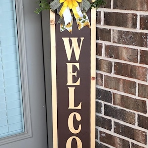 Front Door Welcome Sign | Vertical Welcome Sign | Standing Welcome Porch Sign | Wooden Porch Sign | Home Decor | Front Door Decor |