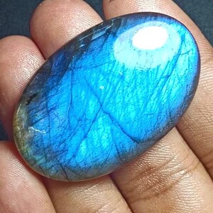 88 カート - 非常に美しいブルーファイア ラブラドライト宝石カボション販売 - 楕円形ハンドメイドカボション販売 - 48*30*8 mm - SKU-LB90