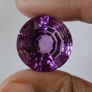AAA 天然ラウンド パープル アメジスト 宝石 レーザーカット ジュエリー製作用 - 40 カート、14*14*20 mm - #446