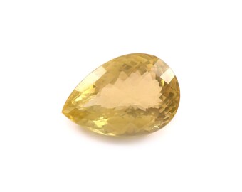 40 Carat AAA Lemon Quartz Gemstone – Pear Shape, Loose Stone (28x18x15mm)