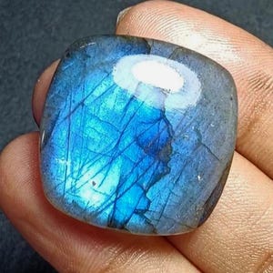 1個 - 70カート 最高品質の天然ブルー派手なラブラドライトクッション - ハンドメイド、ハンドポリッシュ宝石キャブ - 30×9 mm - SKU-LB12