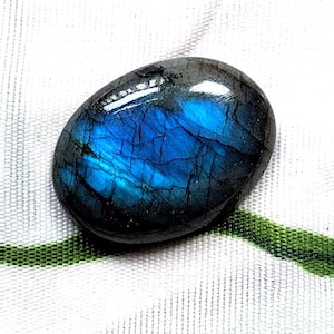 50 cart - Very Pretty Blue Flashy Rare blue fire labradorite gemstones oval shape cabochon- Labradorite for making jewelry- 33*25*8mm- #1001