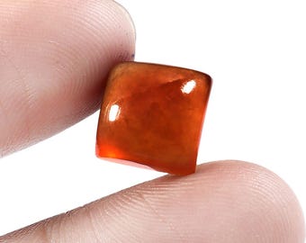 10.90 Carat AAA Natural Hessonite Cabochon – Square Red Garnet, 11x11x8mm