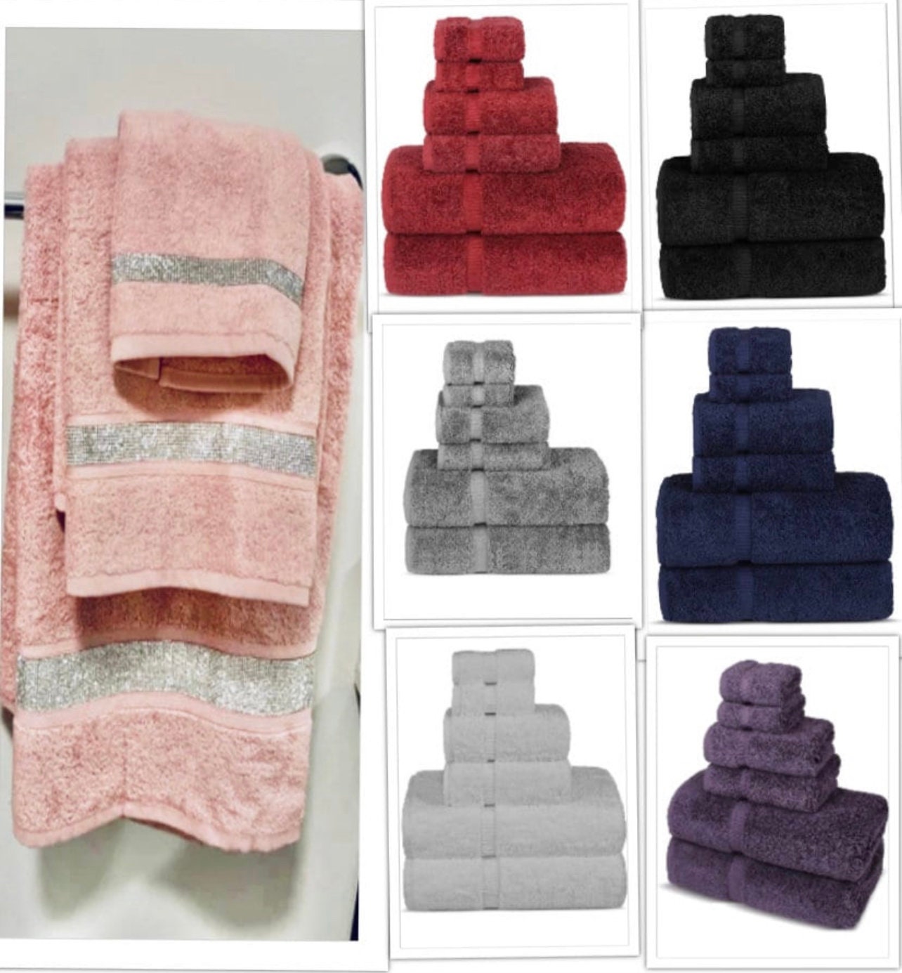 Bling rhinestones towel set/ bathroom towel set of (3)