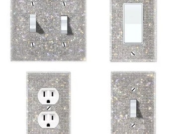 Bling crystals switch cover plate silver wall switch plate