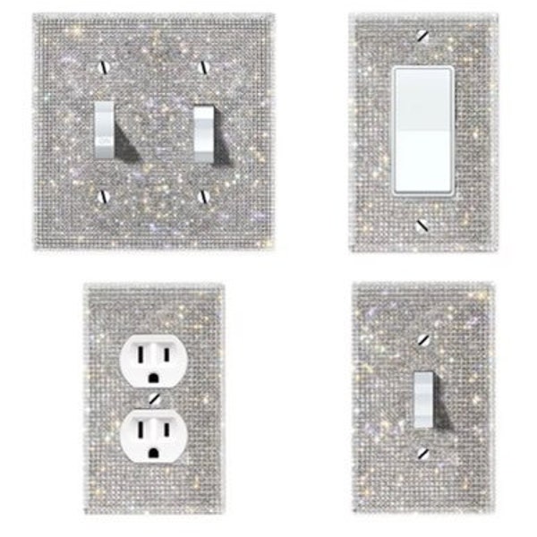 Bling crystals switch cover plate silver wall switch plate