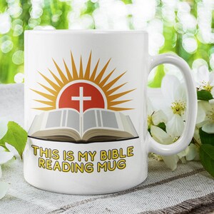 Esta es mi taza de lectura de la Biblia, taza de versículos bíblicos, taza de café cristiana, taza para la iglesia, taza de café, taza de cerámica, taza de café impresa, taza de 11 oz