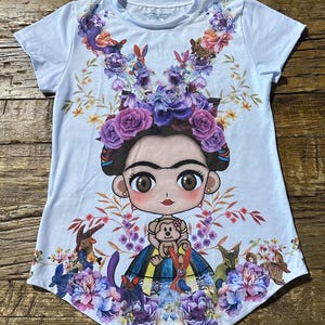 Mexicana Fridita Kahlo Cartoon-Frida Kahlo-Frida Tee-Frida Kahlo Tshirt-Frida Kahlo Gift-T-shirt-Tops-Tees-Woman gifts - Frida Mexico