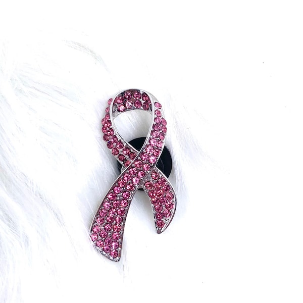 Breast Cancer Awareness Shoe Charm, Pink Ribbon Shoe Charm, Metal Shoe Charms, Bling Shoe Charms, Rhinestone Shoe Charms