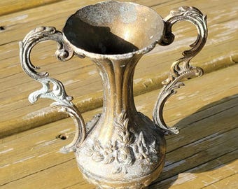 Small Italian Brass Urn Vintage metal shelf decor, As-is