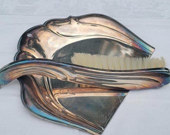 Silver Plate Crump Tray and Brush Set