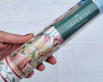 Vintage 90s Wallpaper Border Garden Motif Cottagecore DIY