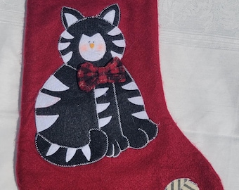 Kitty Cat Stocking Christmas, Black Cat Felt
