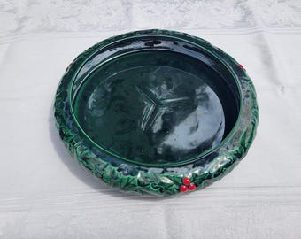 Vintage Mid Century Inarco Holly Bowl /Planter Dish Christmas Decor