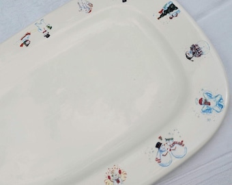 Winter Wonderland Serving Platter Snowmen Christmas Bath and Body Works, Vintage
