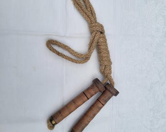 Vintage Toys Jump Rope Rustic Decor Wood Rope Play