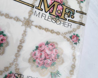 Vintage M Fleischer Paper Napkins Roses Tea Party New Old Stock 50 total
