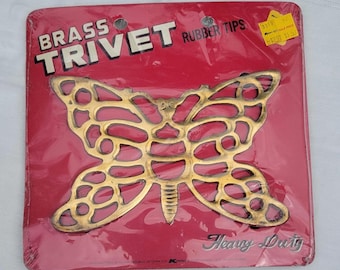 Vintage Brass Butterfly Trivet NIB New Old Stock