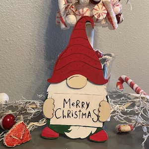 Laser Cut Digital File Merry Christmas Sign 2 Layer Gnome Instant Download Happy Holidays