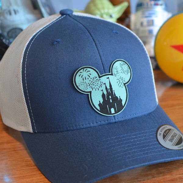 Disneyland Castle Fireworks Trucker Hat – Mickey Mouse Ears, FlexFit Snapback