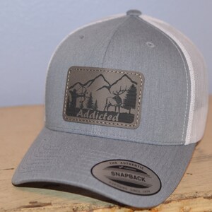 Archery Elk Hunter Trucker Hat, Bow Hunter Leather Patch