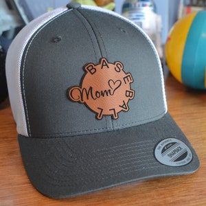 Custom Sports Mom Vegan Leather Patch Trucker Hat