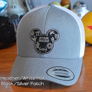 Unique Adult - Youth Custom Star Wars Mickey Ears Disneyland Trucker Hat - Classic Leather Patch Flex-fit Cap - Star Wars Characters Hat