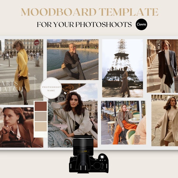 MOODBOARD Template for Photoshoots, MOODBOARD Photography template, Fashion Photographer, Beauty Photographer