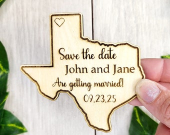 Rustic Wedding Save The Date Magnets Texas State Save the Date Destination Wedding Invitations Personalized Wood Magnet and Card