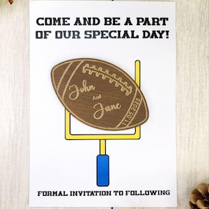 Football Save The Date Magnets Fall Wedding Save the Date Sport Wedding Invitations Custom Wood Magnet