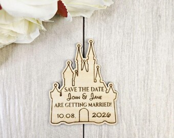 Castle Save the Date Magnet – Fantasy Wedding Invitation • Fairytale Wood Magnet • Whimsical Nerdy Wedding • Magical  Wood Magnet